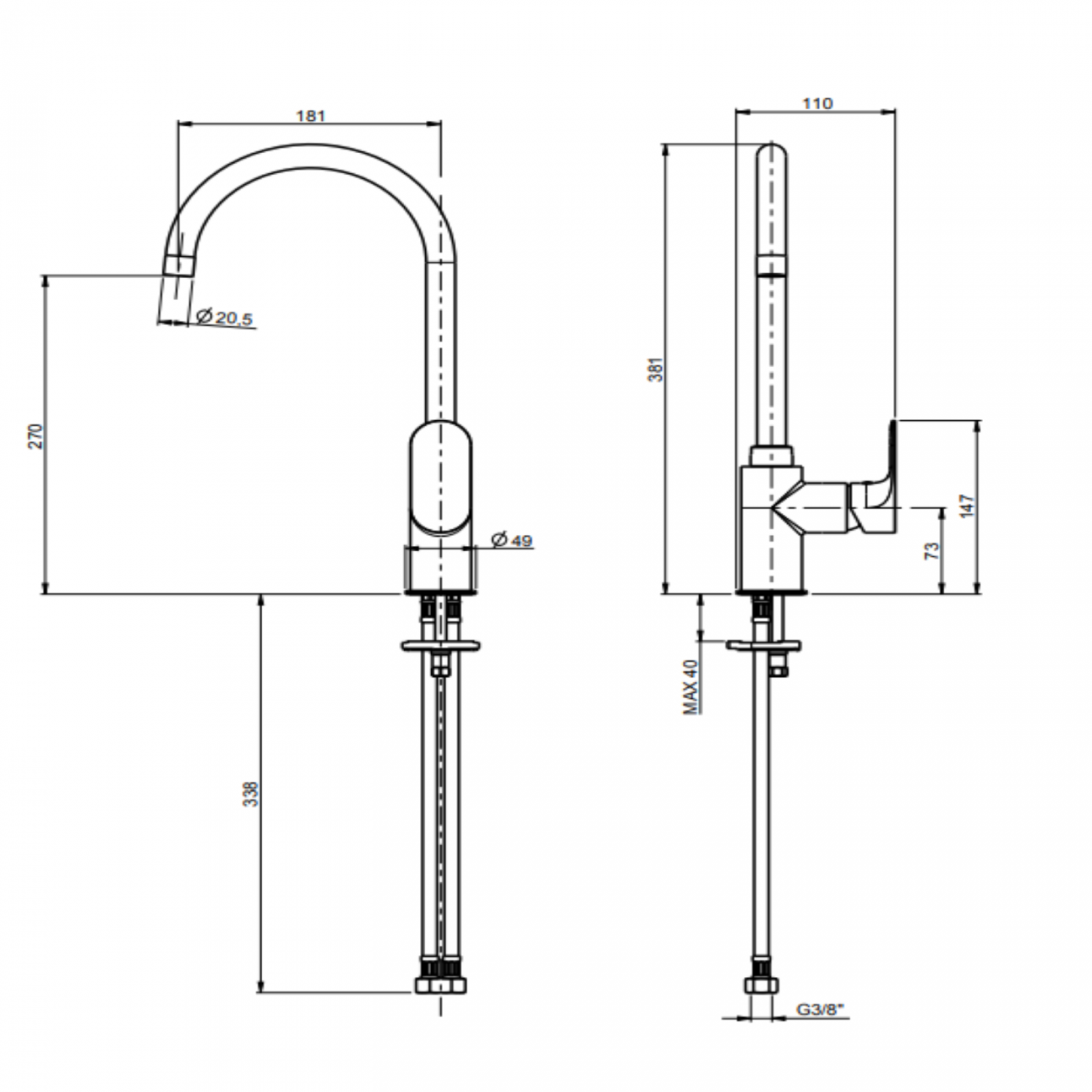 F.lli Frattini Lea, Single-lever sink mixer, swivel spout