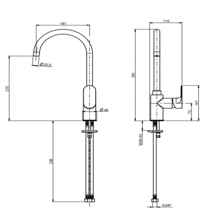 F.lli Frattini Lea, Single-lever sink mixer, swivel spout