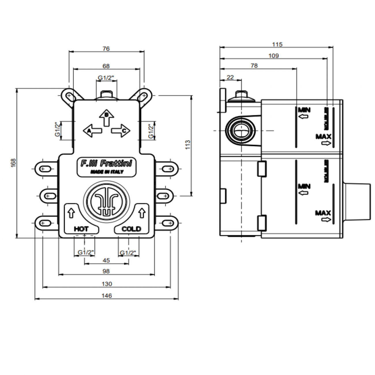 F.lli Frattini Lea, Built-in single lever with 3-way diverter