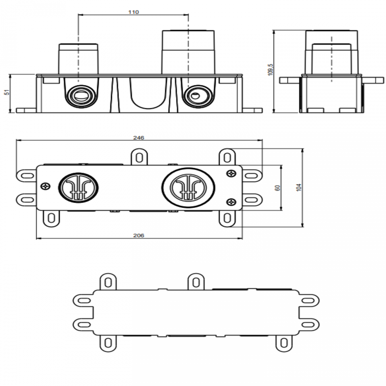 F.lli Frattini Gaia, Batteria lavabo a parete senza scarico