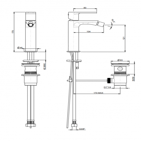 F.lli Frattini Gioia, Single-lever bidet mixer without pop-up waste