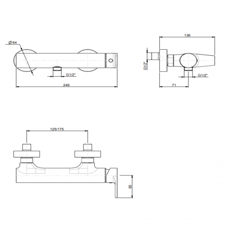 F.lli Frattini Gioia, External single-lever shower mixer with 1/2 lower connection