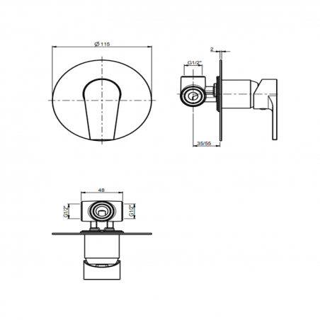F.lli Frattini Gaia, Monocomando incasso completo, piastra in ottone