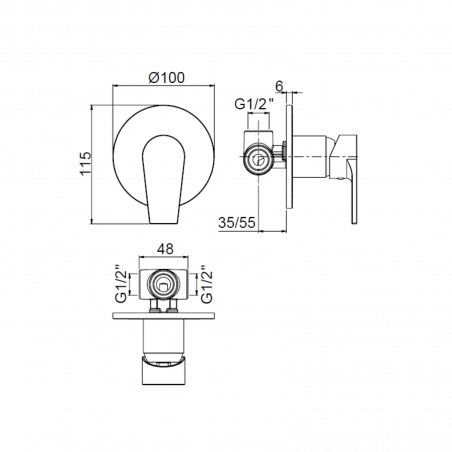 F.lli Frattini Gioia, Complete built-in single-lever shower mixer, ABS plate