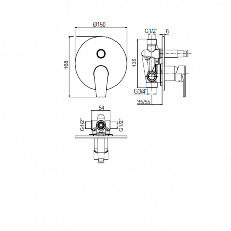 F.lli Frattini Gioia, Built-in single lever with automatic diverter, ABS plate
