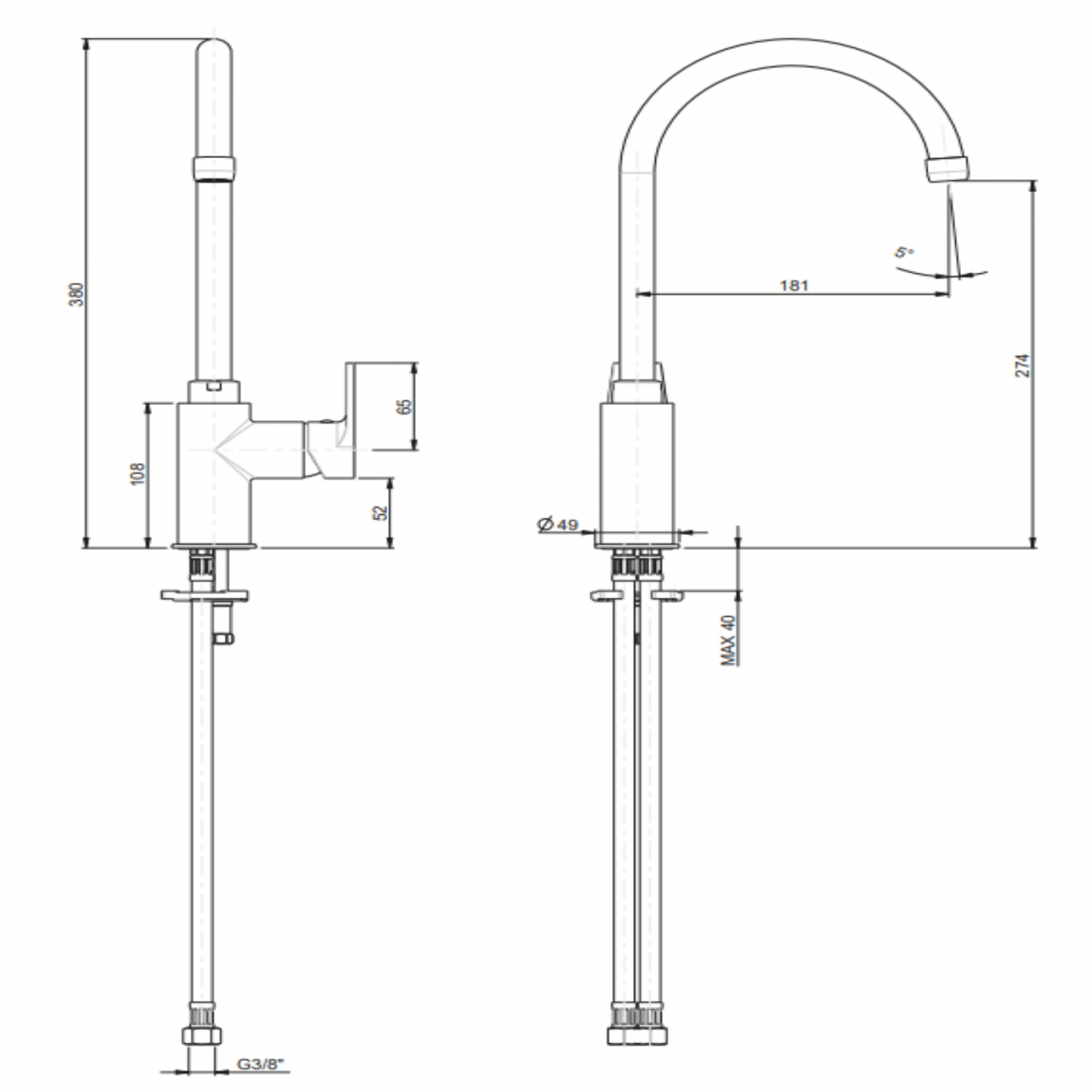 F.lli Frattini Gioia, Single-lever sink mixer, swivel spout