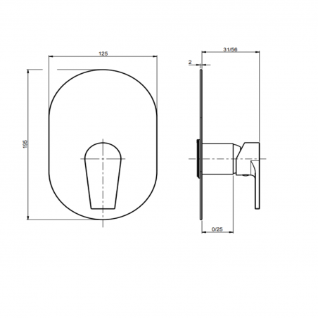 F.lli Frattini Gaia, Kit de finition mitigeur encastré 1 voie, plaque en laiton