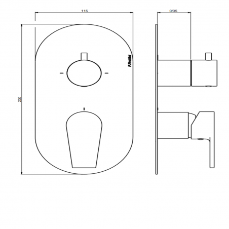 F.lli Frattini Gaia, Single-lever recessed 2-way, brass plate