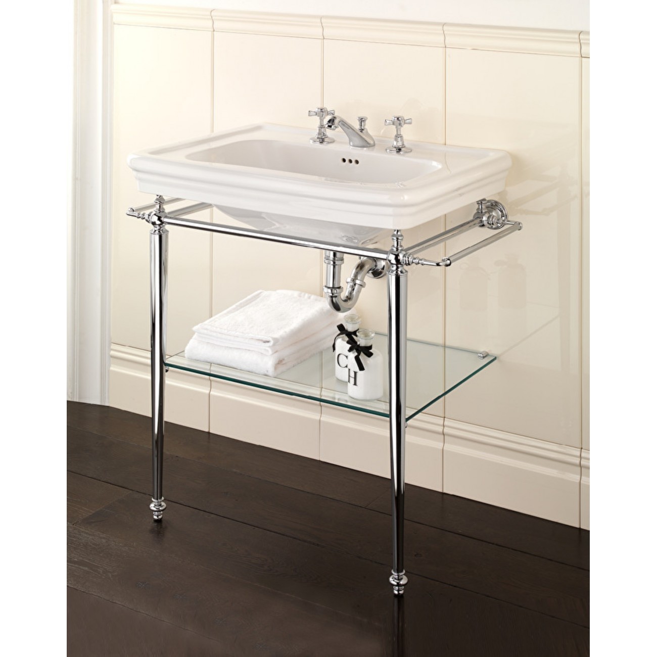 Devon&Devon Etoile, Console pour lavabo ETOILE avec porte-objets en verre