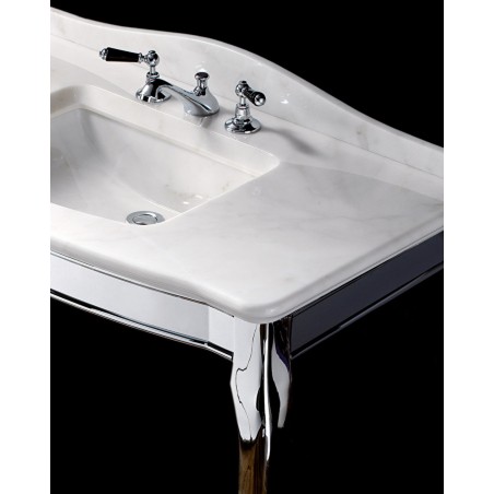 Devon&Devon Jacqueline, Console avec plateau en marbre blanc Carrara, lavabo sous plan Westmister en porcelaine