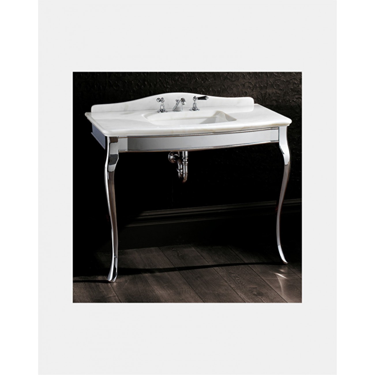 Devon&Devon Jacqueline, Console with top in Carrara white marble, underfloor sink Westmister porcelain