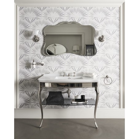 Devon&Devon Jacqueline Ceramic, Console avec plateau en céramique blanche - plateau en marbre et verre fumé