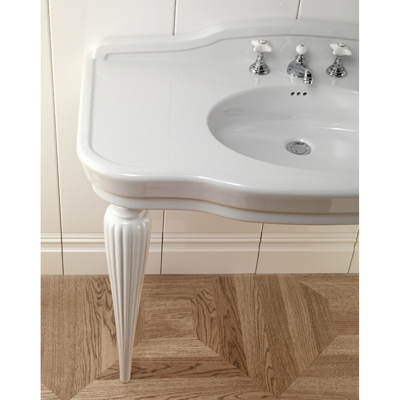 Devon&Devon Serenande, Consolle con piano e gambe in Ceramica Bianca