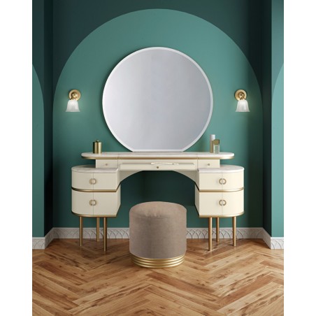 Devon&Devon Zelda, Makeup cabinet with matt satin brass profile, silver mirror, extra cremo marble top
