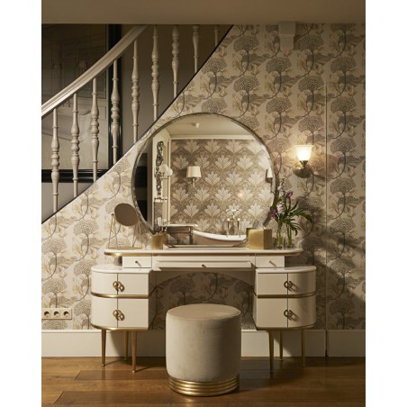 Devon&Devon Zelda, Makeup cabinet with matt satin brass profile, silver mirror, extra cremo marble top