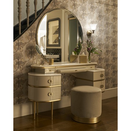 Devon&Devon Zelda, Makeup cabinet with matt satin brass profile, silver mirror, extra cremo marble top