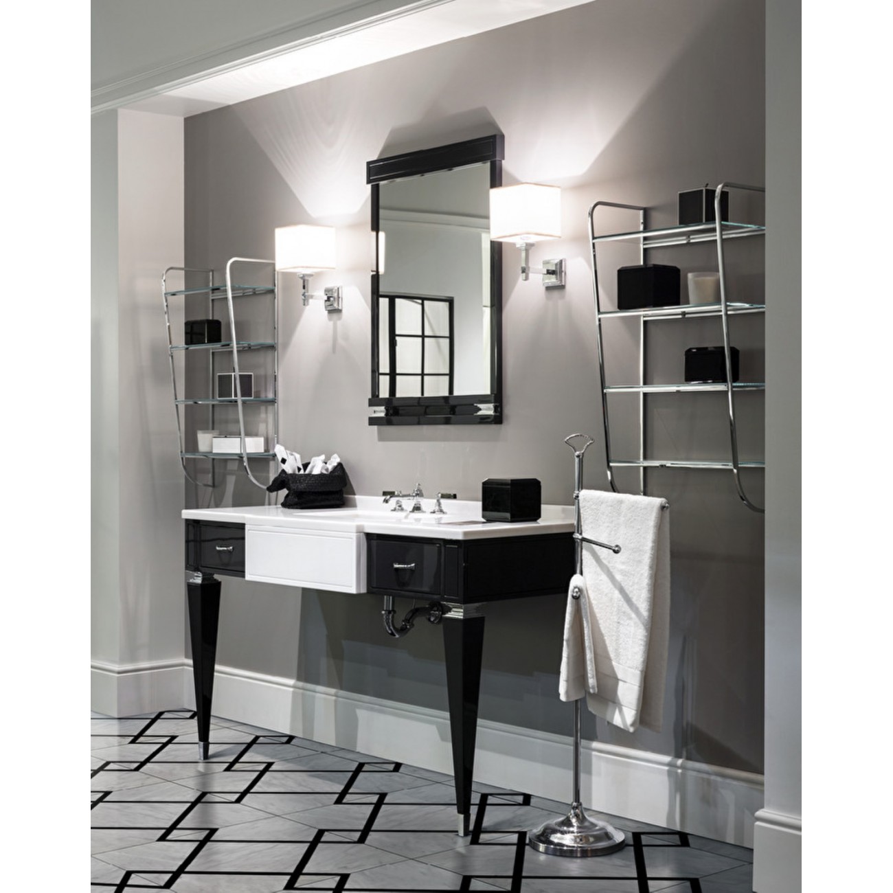 Devon&Devon Bentley, Mobile portalavabo Nero con piano in marmo