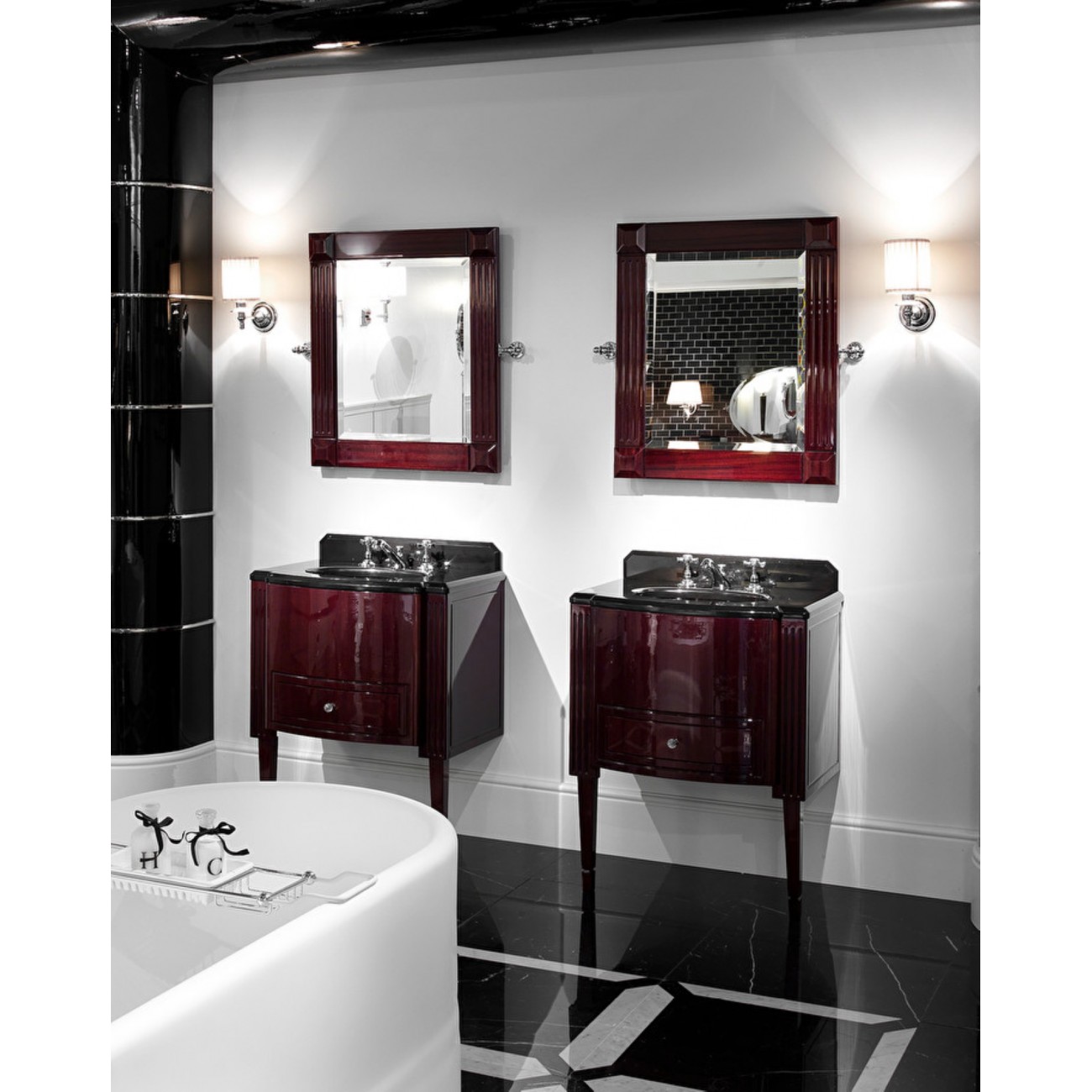 Devon&Devon Domino Mahogany, Mobile portalavabo piano in marmo e legno mogano