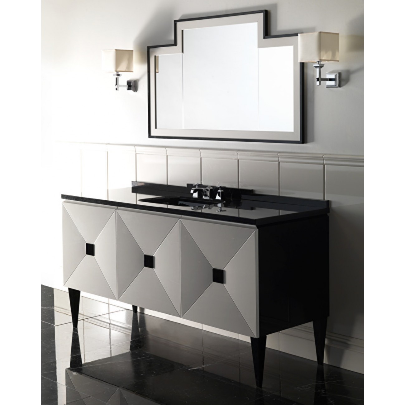 Devon&Devon Jetset 3, Avabo cabinet with 3 doors with marble top Nero Assoluto