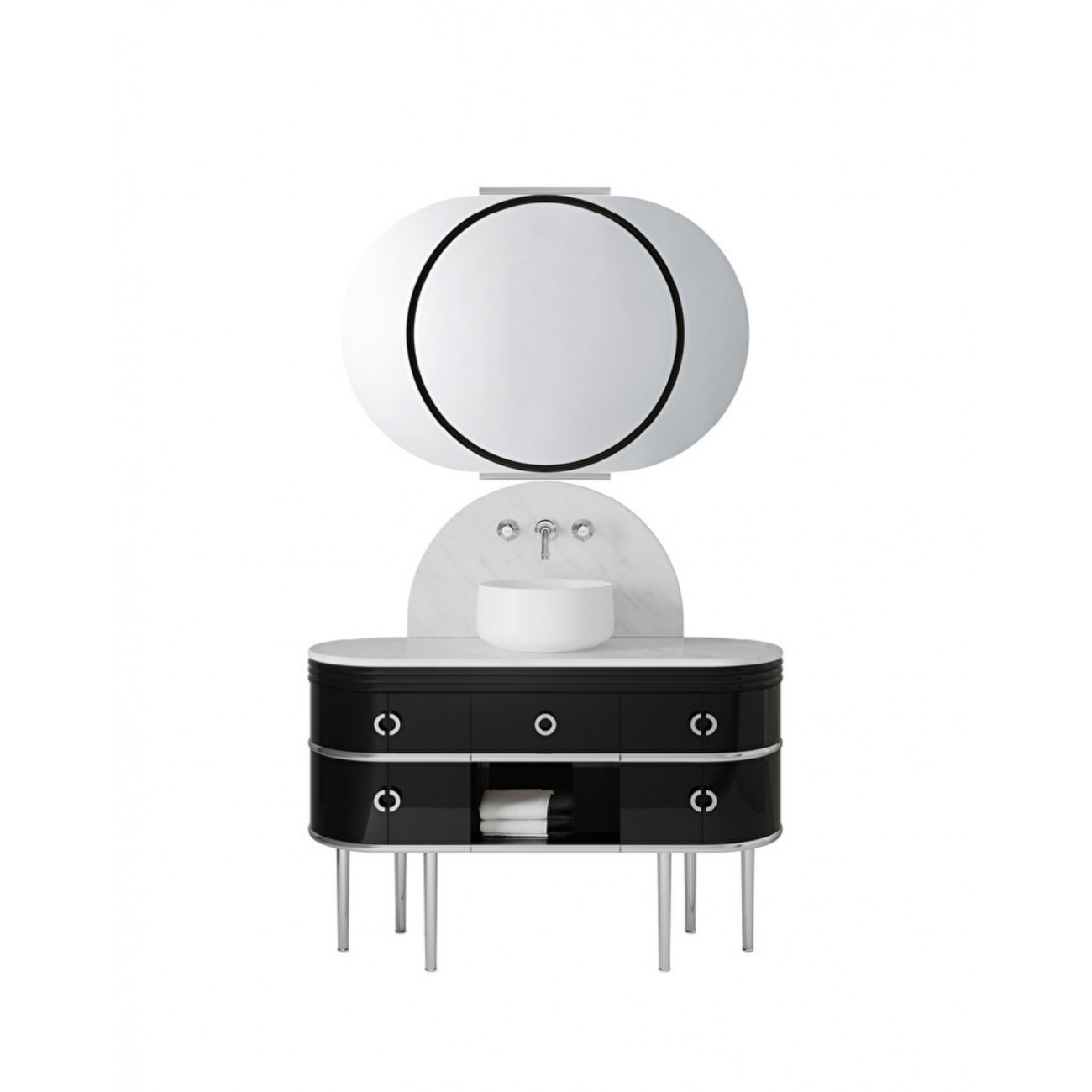 Devon&Devon Scottie, Mobile portalavabo nero intenso e piano Bianco carrara