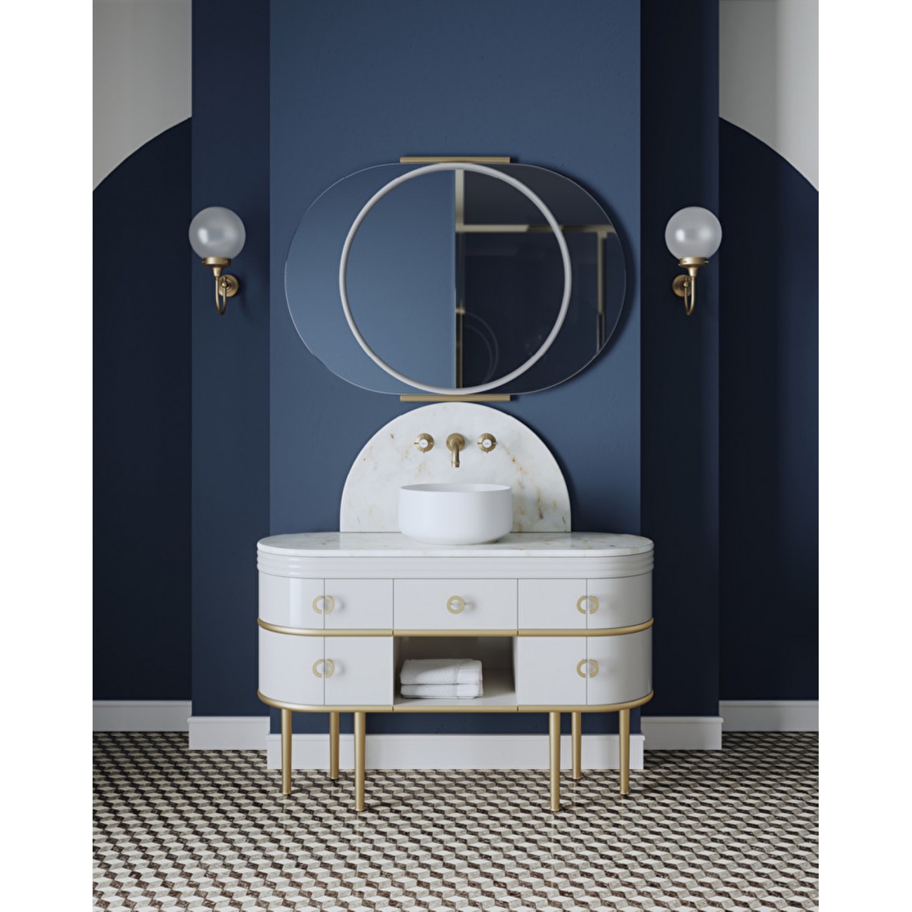 Devon&Devon Scottie, Mobile portalavabo cream con piano Cremo Extra