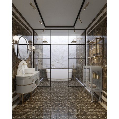 Devon&Devon Scottie, Porte-meuble warm grey et piano Calacatta Oro