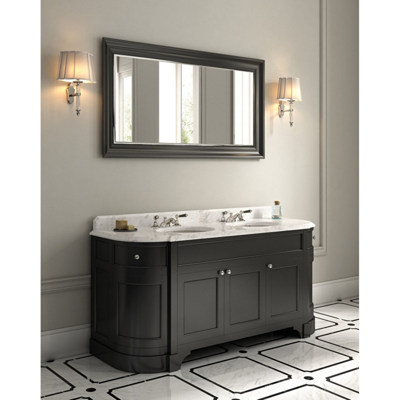 Devon&Devon Double Season, Meuble pour double lavabo avec plan en marbre