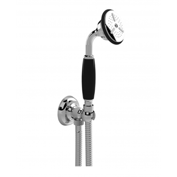 Devon&Devon Black Diamond, Flexible shower with wall hook and water connection