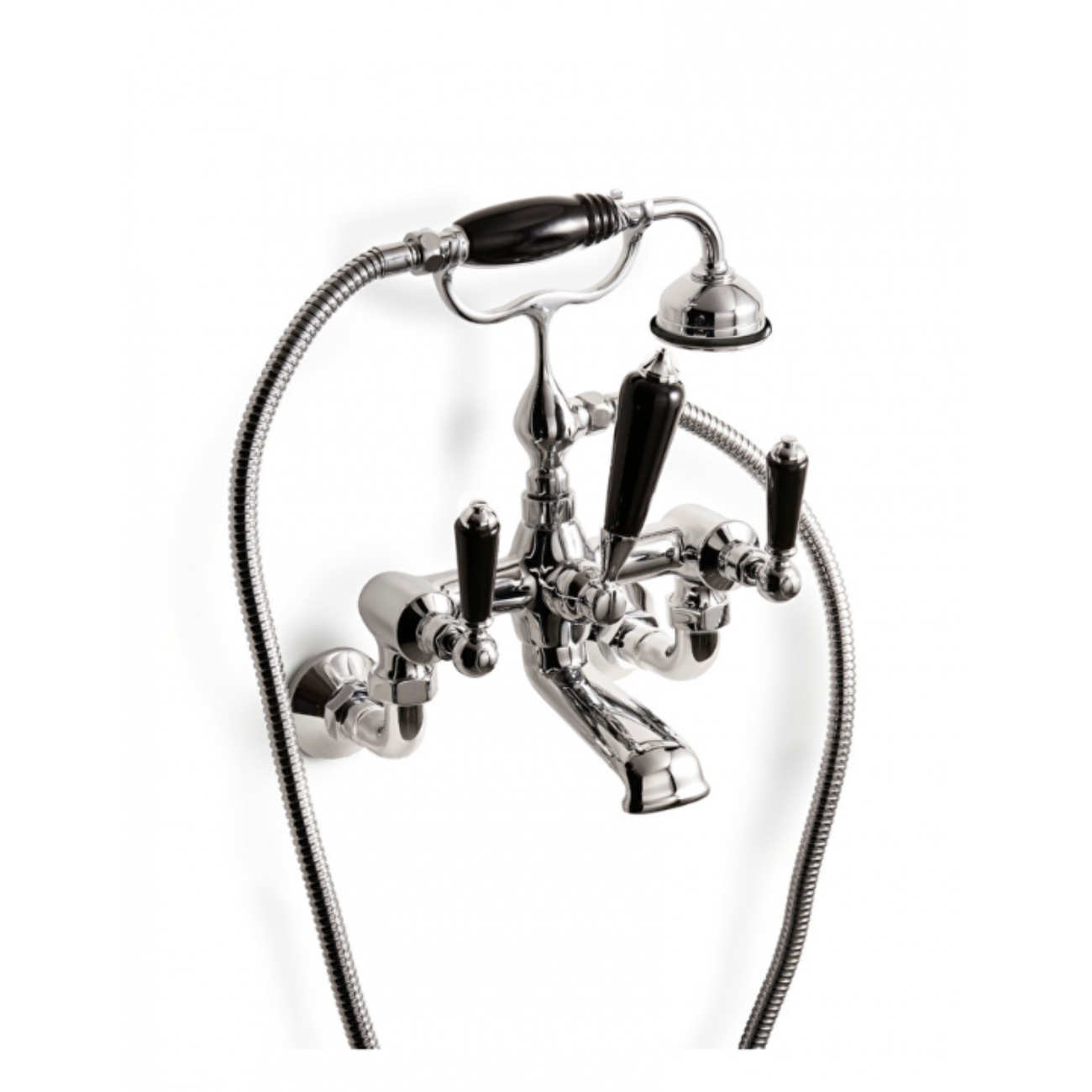 Devon&Devon Black Dandy, Groupe baignoire murale avec douchette et flexible