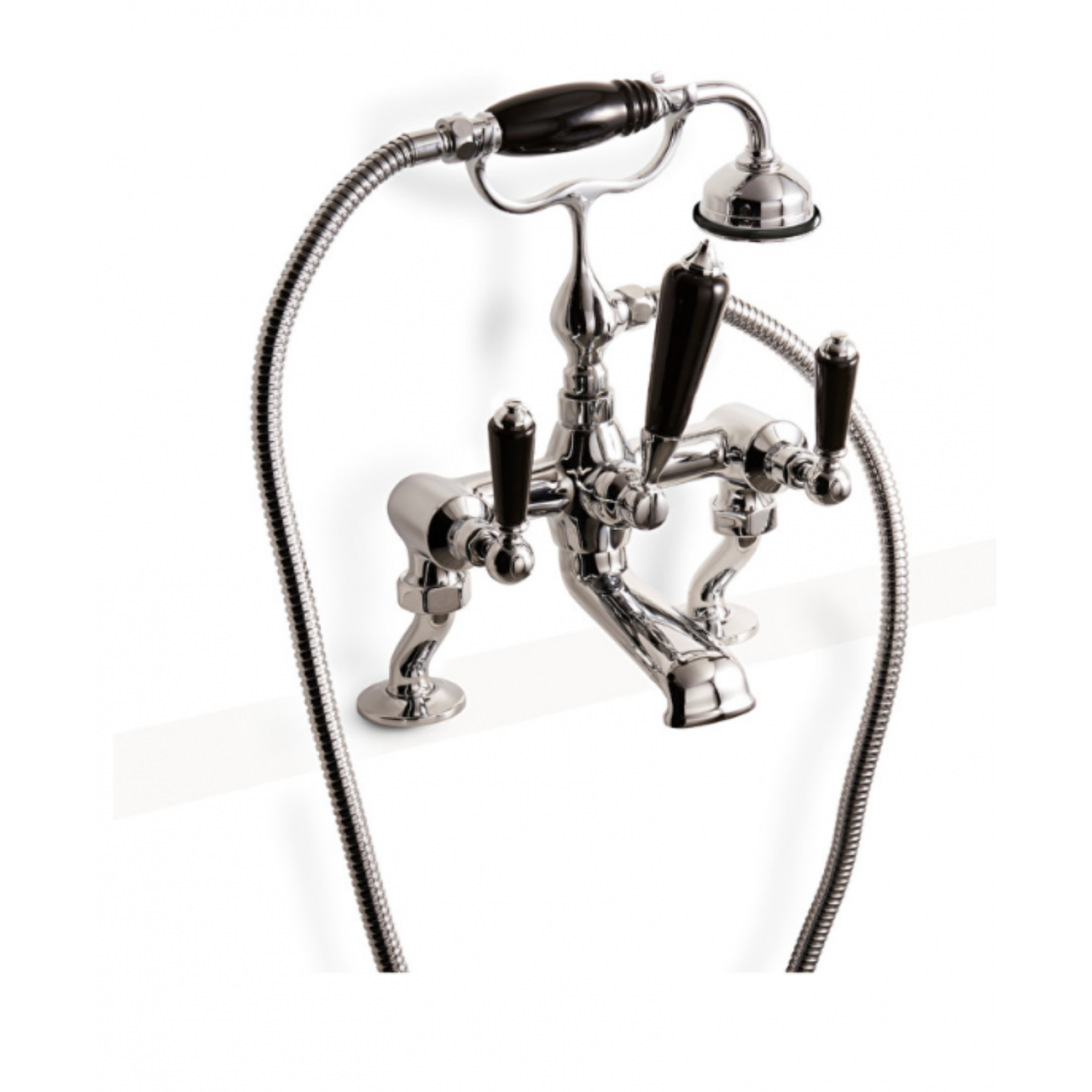 Devon&Devon Black Dandy, Wall bath group with shower and hose