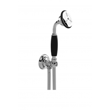 Devon&Devon Black Dandy, Flexible shower with wall hook and water connection