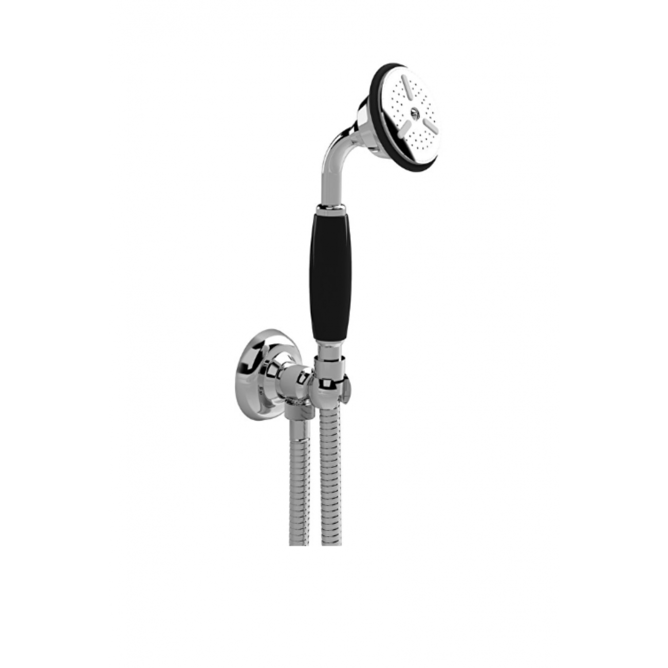 Devon&Devon Black Dandy, Flexible shower with wall hook and water connection