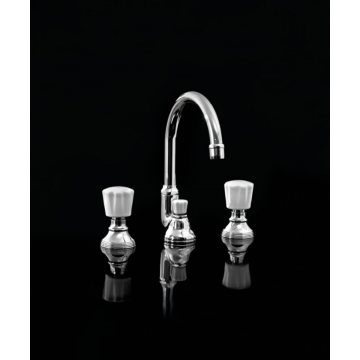 Devon&Devon Morris, Washbasin battery 3 holes with hopper and high spout