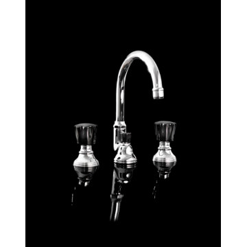 Devon&Devon Black Morris, Washbasin battery 3 holes with hopper and high spout