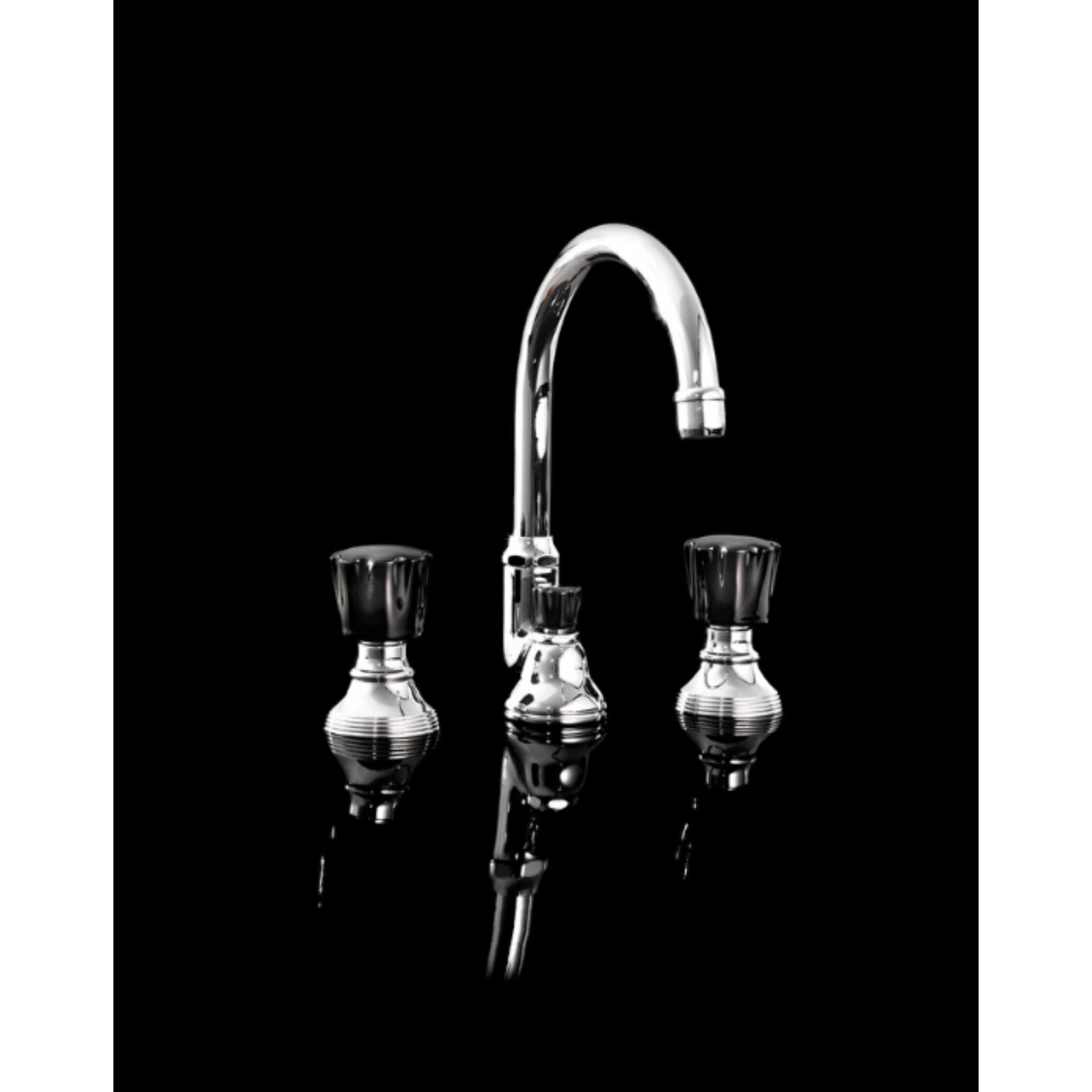 Devon&Devon Black Morris, Washbasin battery 3 holes with hopper and high spout