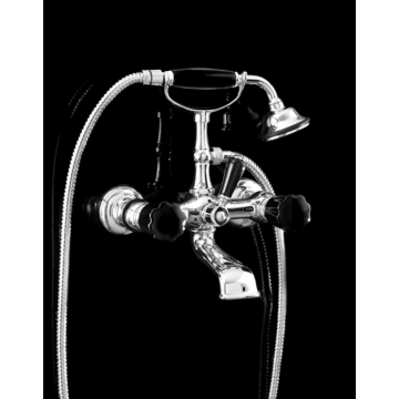 Devon&Devon Black Morris, Ensemble de baignoire mural avec douchette et flexible