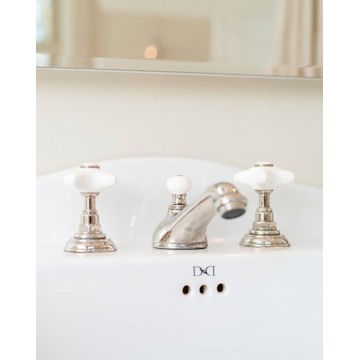 Devon&Devon White Rose, Battery washbasin 3 holes with jumper