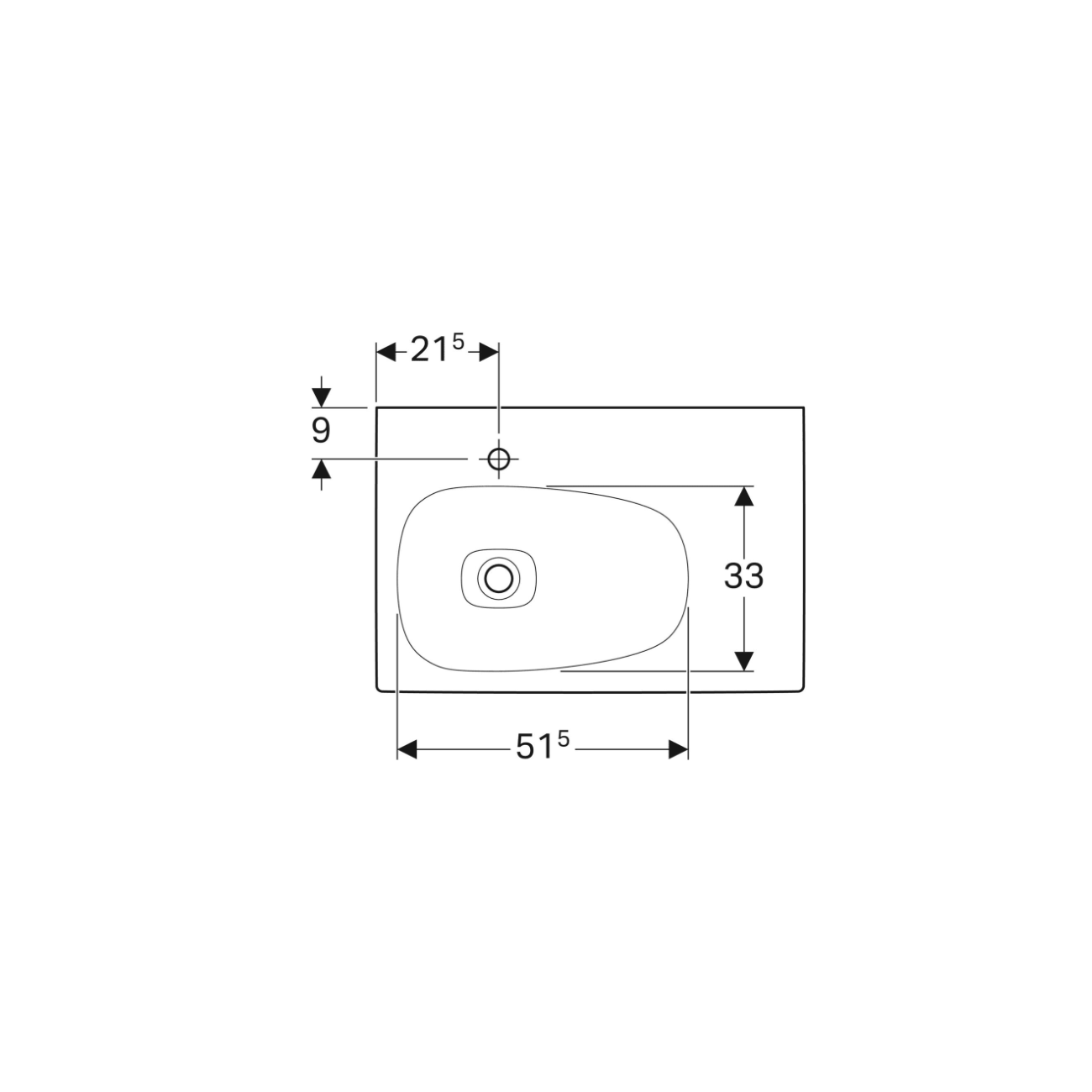 Geberit Citterio, Lavabo asimmetrico a destra 75 cm