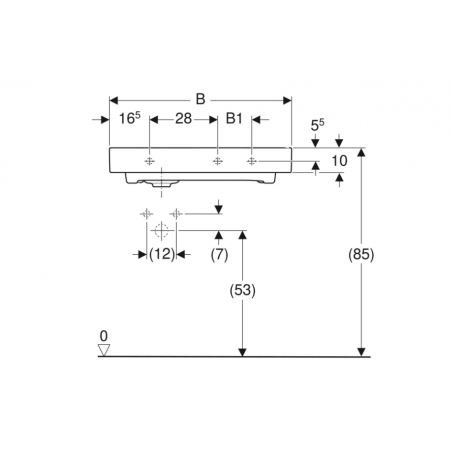 Geberit Citterio, Washbasin asymmetric to the right 75 cm