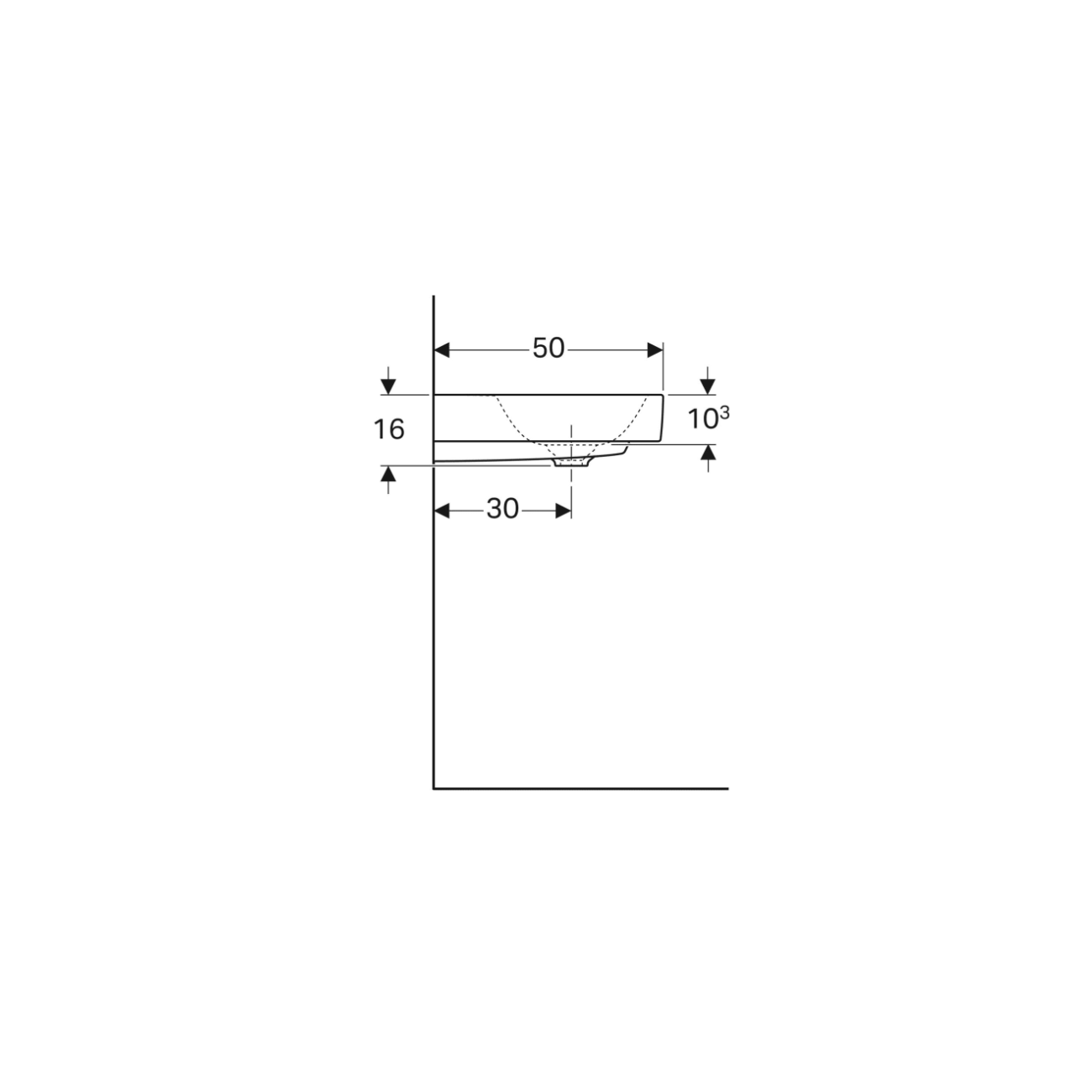 Geberit Citterio, Washbasin asymmetric to the right 75 cm