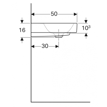 Geberit Citterio, Washbasin asymmetric to the right 75 cm