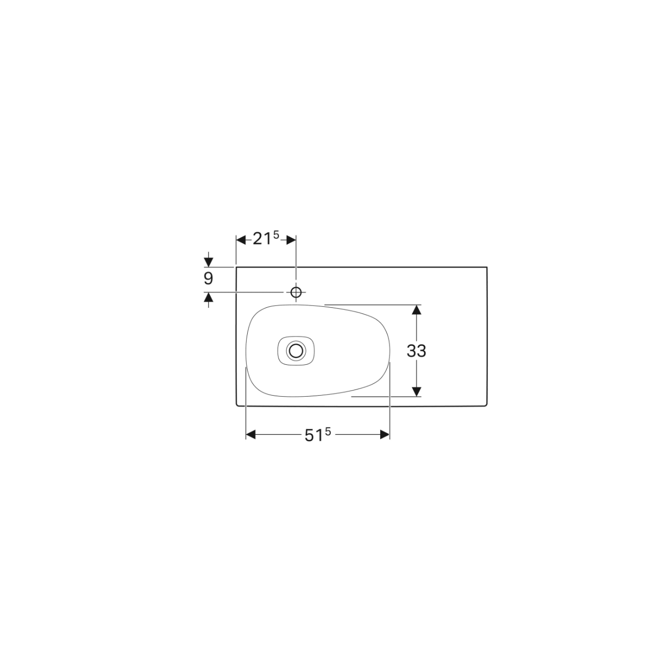 Geberit Citterio, Lavabo asimmetrico da 90 cm a destra