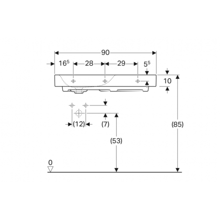 Geberit Citterio, Lavabo asimmetrico da 90 cm a destra