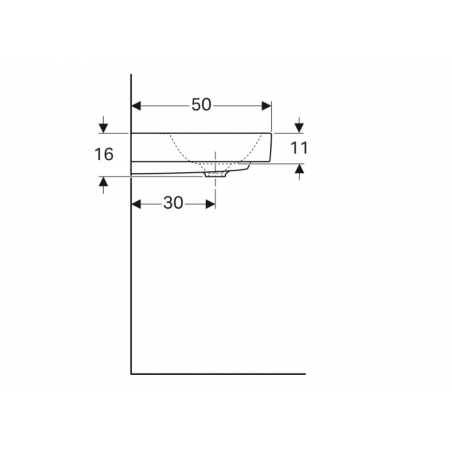 Geberit Citterio, Lavabo asimmetrico da 90 cm a destra