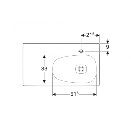 Geberit Citterio, Lavabo asimmetrico 90 cm a sinistra