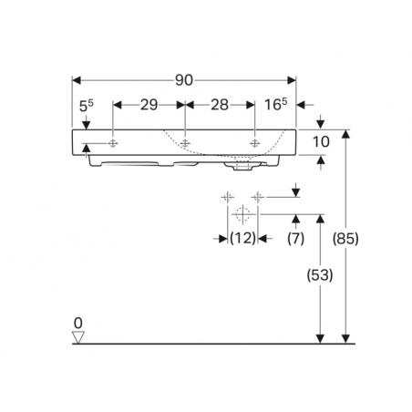 Geberit Citterio, Lavabo asimmetrico 90 cm a sinistra