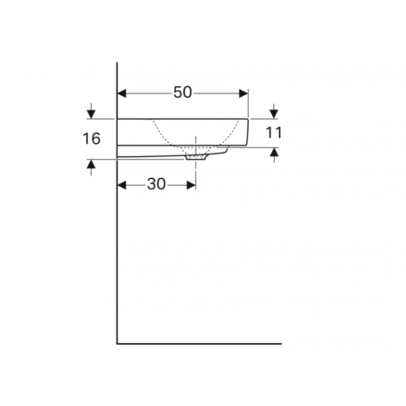 Geberit Citterio, Lavabo asimmetrico 90 cm a sinistra