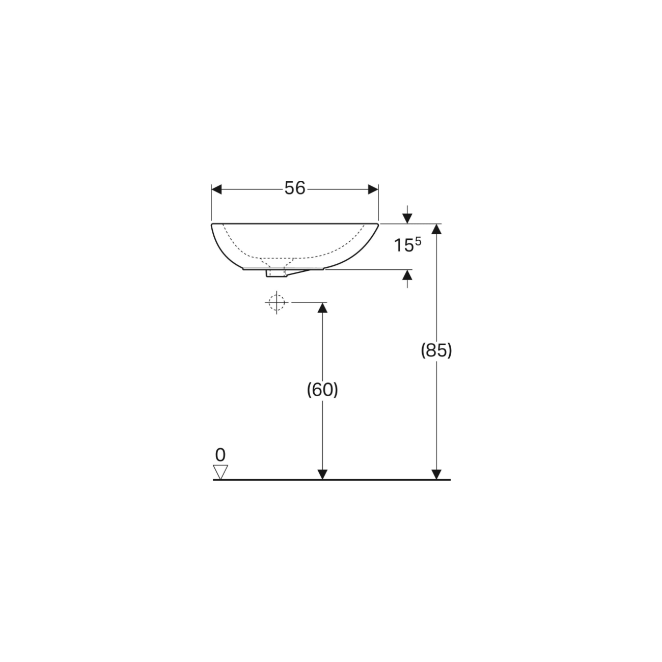 Geberit Citterio, Bacinella da appoggio cm 56