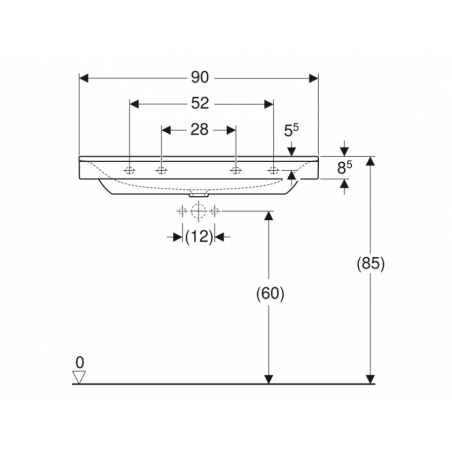 Geberit Xeno², Lavabo cm 90 senza foro rubinetteria