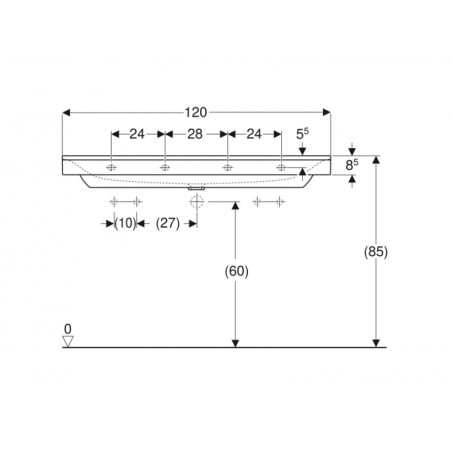 Geberit Xeno², Lavabo cm 120 con due fori